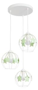 Dětský lustr na lanku STARS 3xE27/15W/230V zelená/bílá