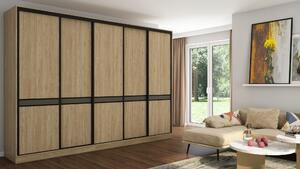 Skříň eMeblast Posuvná skříň 340 x 244 x 66 cm dub skříň se zrcadlem