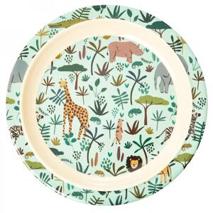 Melaminový talíř Jungle Animals Green 22,5 cm