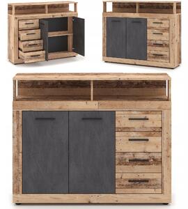 Komoda MEBEL ELITE BLAGO MIDI A 119,6 x 32,2 x 96,8 cm černá, dub