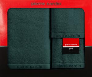 BAVLNĚNÝ RUČNÍK PIERRE CARDIN EVI SADA 3KS 30X50 CM, 50X90 CM, 70X140 CM TMAVĚZELENÁ