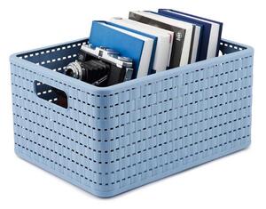 Rotho XL - Ratanový košík, úložný box, rovný, modrý COUNTRY, 18l RT1115301100M