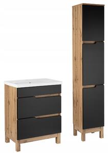 Koupelnový set 60 cm 2S Alma Sloupek Dub Wotan / Černý Mat