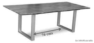 METALL Jídelní stůl s antracitovými nohama (lesklé) 160x90, akácie, přírodní