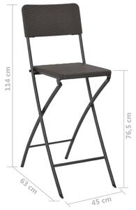Skládací barové židle 2 ks - ocel | hnědé