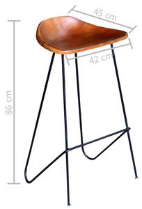 Barové židle 6 ks - pravá kůže | hnědé