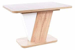 Rozkládací jídelní stůl JAROSLAV - 120x80, dub wotan / matný bílý