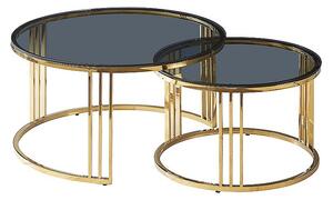 Set konferenčních stolků VENDEL - sklo / zlatý