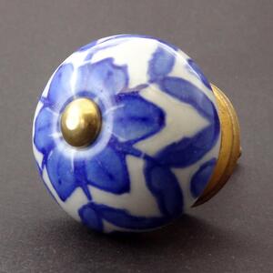 Keramická úchytka-Stella- modrá Barva kovu: antik světlá