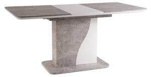 Rozkládací jídelní stůl JAMIN - 120x80, beton / matný bílý