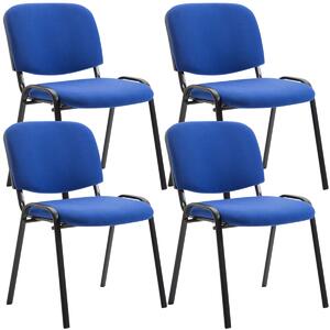 4x Stohovatelná konferenční židle Ken látka - Modrá