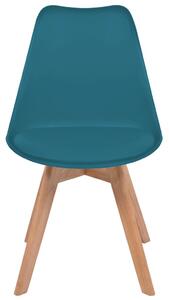 Jídelní židle Akron - dřevěný masiv a umělá kůže - 2 ks | tyrkysové