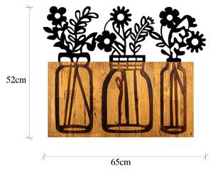 ASIR Kovová nástěnná dekorace VÁZY dřevo 65 cm