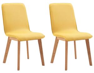 Jídelní židle 2 ks žluté textil a masivní dubové dřevo