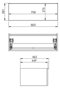 Elita Look, závěsná skříňka pro umyvadlo na desku 80x45x28 cm 1S PDW, bílá lesklá, ELT-167091