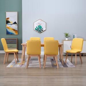 Jídelní židle 6 ks žluté textil a masivní dubové dřevo