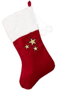 Cotton & Sweets Vánoční punčocha červená se zlatými hvězdami 42x26cm