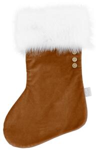 Cotton & Sweets Vánoční punčocha karamelová s bílou kožešinou 42x26cm