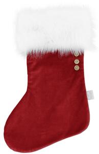 Cotton & Sweets Vánoční punčocha červená s bílou kožešinou 42x26cm