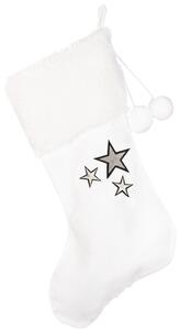 Cotton & Sweets Vánoční punčocha bílá s hvězdami 42x26cm