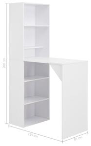 Barový stůl se skříní - bílý | 115x59x200 cm