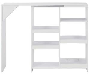 Barový stůl s pohyblivým regálem - bílý | 138x40x120 cm