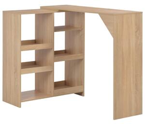 Barový stůl s pohyblivým regálem - dubový | 138x40x120 cm