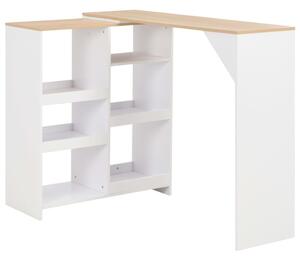 Barový stůl Mangy s pohyblivým regálem - bílý | 138x40x120 cm