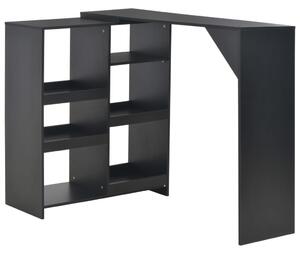 Barový stůl s pohyblivým regálem - černý | 138x40x120 cm