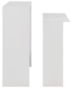 Barový stůl se 2 stolními deskami - bílý | 130x40x120 cm