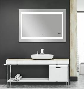 Zrcadlo s LED osvětlením DSK Silver Futura / 100 x 70 cm / dotykový spínač / neutrální bílá