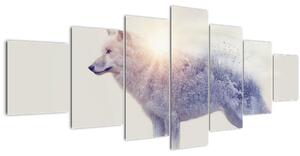 Obraz - Arktický vlk zrcadlící divokou krajinu (210x100 cm)