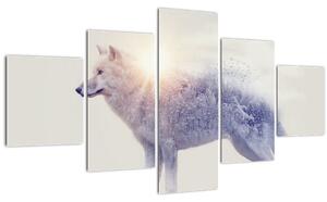 Obraz - Arktický vlk zrcadlící divokou krajinu (125x70 cm)