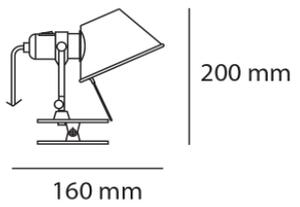 Artemide A010800 + 5 let záruka, přímý distributor Tolomeo Micro pinza, hliníková lampa s klipem, 1x46W E14, hliník, 20 cm