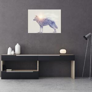 Obraz - Arktický vlk zrcadlící divokou krajinu (70x50 cm)