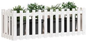 Vyvýšený záhon plotový design bílý 150x50x50 cm masiv borovice