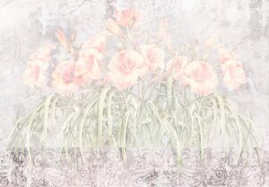 Fototapeta - Květy ve zdi (245x170 cm)