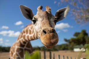 DIMEX | Vliesová fototapeta Žirafí selfie MS-5-0445 | 375 x 250 cm| zelená, béžová, hnědá