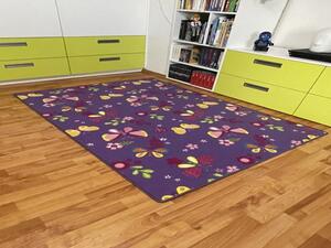 Vopi | Dětský koberec Motýlek 5291 fialový - 200 x 200 cm
