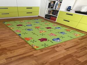 Vopi | Dětský koberec Sovička 5261 zelená - 1 m2 Sovička 5261 zelená BEZ OBŠITÍ