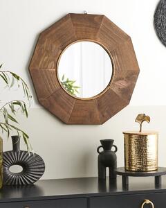 Dřevěné nástěnné zrcadlo 60 x 60 cm hnědé ASEM