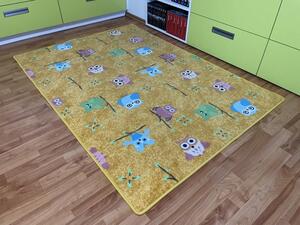 Vopi | Dětský koberec Sovička SILK 5248 oranžovožlutá - 120 x 170 cm