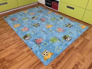 Dětský koberec Sovička SILK 5298 tyrkys 200x200 cm