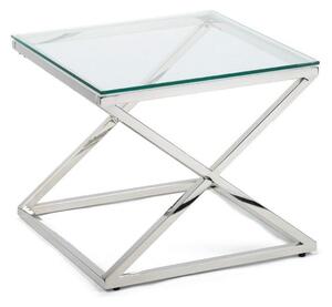HowHomely Konferenční stolek SALIBA 50x50 cm chrom/čirá DD0013