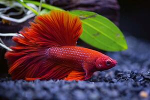 DIMEX | Vliesová fototapeta Červená ryba MS-5-0520 | 375 x 250 cm| zelená, červená, černá, šedá
