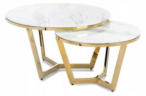 HowHomely SADA 2x Konferenční stolek HAZI zlatá/bílá DD0291
