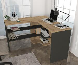VerDesign STICH rohový pracovní stůl, sapphire/antracit