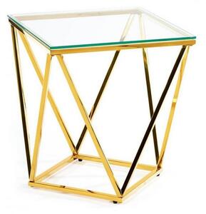 HowHomely Konferenční stolek DIAMANTA 50x50 cm zlatá/čirá DD0157