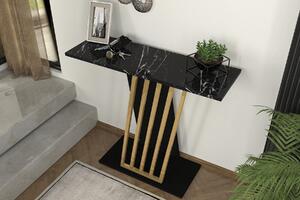 GORO konzolový stolek, černý mramor / zlatá