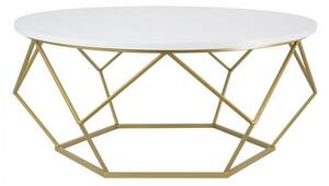 HowHomely Konferenční stolek DIAMOND 41,5x90 cm zlatá/bílá DD0048